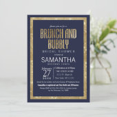 Invitation Elégant Marine Moderne Blue Gold Sequin Brunch Bub (Debout devant)