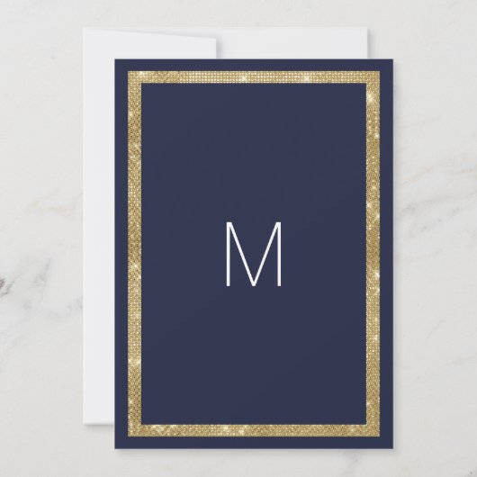 Invitation Elégant Marine Moderne Blue Gold Sequin Brunch Bub (Dos)