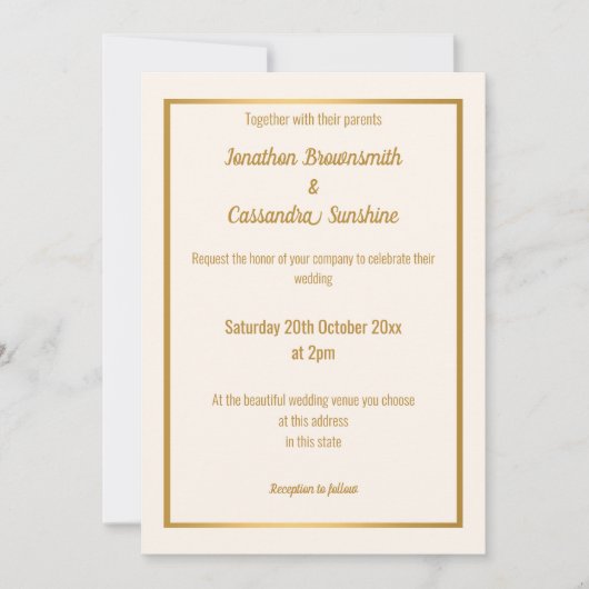 INVITATION ÉLÉGANT MARINE OR MARINE BLANCHE MARIAGE INVERSE (Devant)