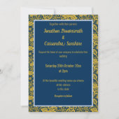 INVITATION ELEGANT MARINE PERIWRINKLE GOLD LEAF MARIAGE (Devant)