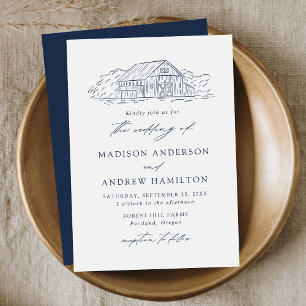 Invitation Elegant Marine Rustic Barn Mariage