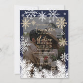 Invitation Elégant Marine Rustique Snowflakes Mariage d'hiver (Devant)