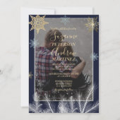 Invitation Elégant Marine Rustique Snowflakes Mariage d'hiver (Devant)