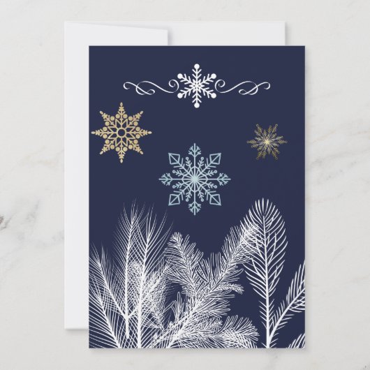 Invitation Elégant Marine Rustique Snowflakes Mariage d'hiver (Dos)