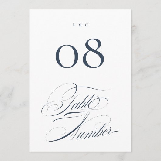 Invitation Elégant Marine sur Mariage blanc 5 x 7 Nombre de t (Dos)