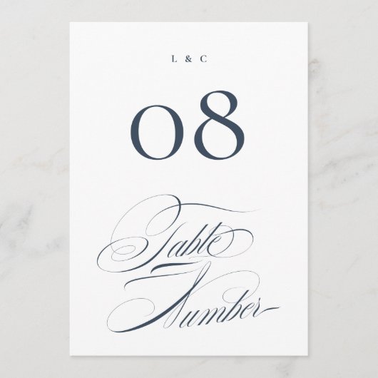 Invitation Elégant Marine sur Mariage blanc 5 x 7 Nombre de t (Devant)