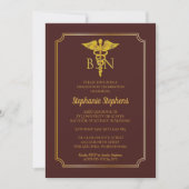 Invitation Elégant Maroon | Gold Nurse BSN Graduation Party (Devant)