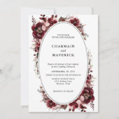 Invitation Élégant Maroon Mariage Bourgogne (Devant)