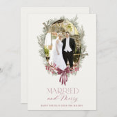 Invitation Elegant Married and Merry Holiday Photo Card (Devant / Derrière)
