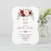 Invitation Elégant Marsala Bourgogne Brunch Floral & Bubbly (Debout devant)