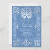 Invitation Elégant Mascarade Bleue Mascaré Quinceanera (Devant)