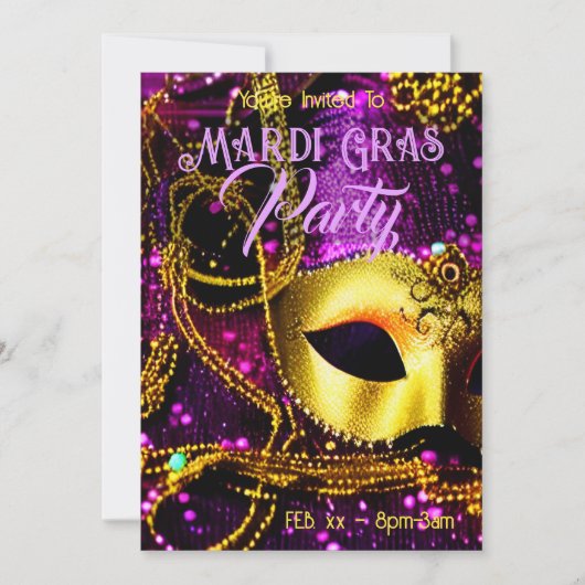 Invitation Elégant Masque Or (Devant)