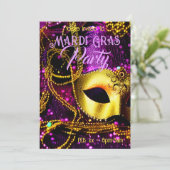 Invitation Elégant Masque Or (Debout devant)