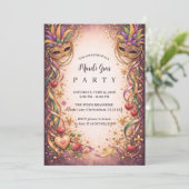 Invitation Elegant Masquerade Hearts Mardi Gras (Debout devant)