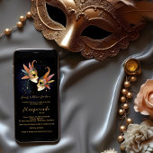 Invitation Elegant Masquerade Masks with Gold Effect Accents