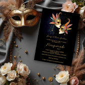 Invitation Elegant Masquerade Masks with Gold Effect Accents