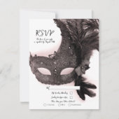Invitation Elégant Masquerade Masque Masque Blush Rose Mariag (Devant)