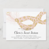 Invitation Elégant Masquerade Thème Sweet sixteen (Devant)