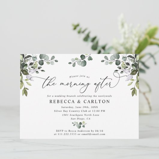 Invitation Élégant matin verdoyant après un brunch Mariage (Debout devant)