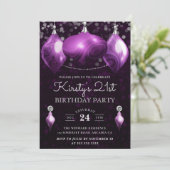 Invitation Élégant mauve Agate Baubles 21e anniversaire (Debout devant)