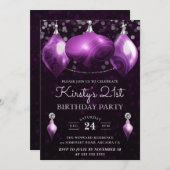 Invitation Élégant mauve Agate Baubles 21e anniversaire (Devant / Derrière)