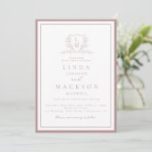Invitation Elegant Mauve & botanical crest monogram wedding (Debout devant)