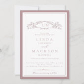 Invitation Élégant Mauve & Cimier en terre cuite Mariage Mono (Devant)