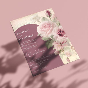 Invitation Elegant Mauve et Dusty Rose Mariage