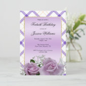 Invitation Elégant Mauve Floral 40e anniversaire (Debout devant)