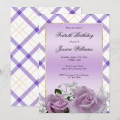 Invitation Elégant Mauve Floral 40e anniversaire (Devant / Derrière)