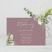 Invitation Elégant Mauve Floral Greenery Mariage photo (Debout devant)