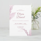 Invitation Élégant Mauve Leaf Mariage minimal (Debout devant)