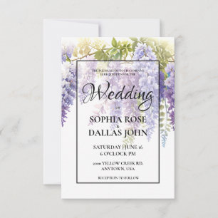 Invitation Elégant mauve magenta aquarelle glyteria floral