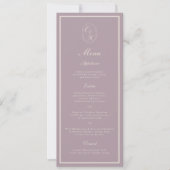 Invitation Elegant Mauve Monogram Wedding Long Menu (Devant)
