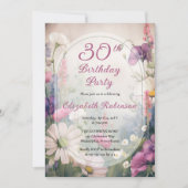 Invitation Elegant Mauve | Multi 30th Birthday Party Floral (Devant)