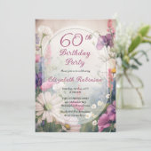 Invitation Elegant Mauve | Multi 60th Birthday Party Floral (Debout devant)