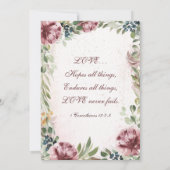 Invitation Elégant Mauve Pink Peony Floral Mariage chrétien (Dos)