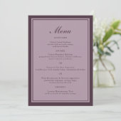 Invitation Elegant Mauve Plum Wedding Dinner Menu Card (Debout devant)