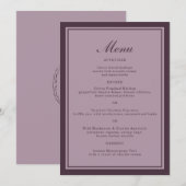 Invitation Elegant Mauve Plum Wedding Dinner Menu Card (Devant / Derrière)