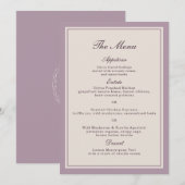 Invitation Elegant Mauve Plum Wedding Menu Card (Devant / Derrière)