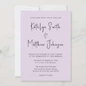 Invitation Elégant Mauve QR Code Tout en un Mariage moderne (Devant)