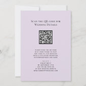 Invitation Elégant Mauve QR Code Tout en un Mariage moderne (Dos)
