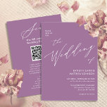 Invitation Elégant Mauve QR Code Tout en un Mariage moderne<br><div class="desc">Elégant Mauve QR Code Tout En Un Script Moderne Simple Mini Carte Faire-part de mariage. Célébrez votre journée spéciale avec cette belle et élégante carte de faire-part de mariage pour embellir votre occasion spéciale. Tous les textes sont pré-arrangés pour que vous personnalisiez facilement et rapidement avec vos propres détails. Si...</div>