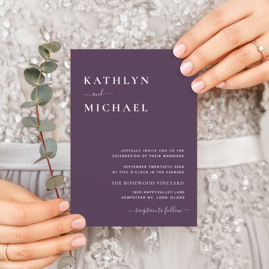 Invitation Elégant Mauve QR Code Tout en un Mariage moderne