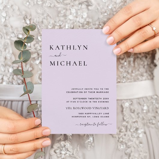 Invitation Elégant Mauve QR Code Tout en un Mariage moderne