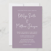 Invitation Elégant Mauve QR Code Tout en un Mariage moderne (Devant)