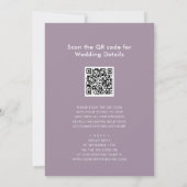 Invitation Elégant Mauve QR Code Tout en un Mariage moderne (Dos)