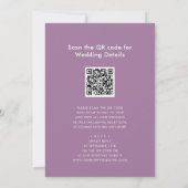 Invitation Elégant Mauve QR Code Tout en un Mariage moderne (Dos)