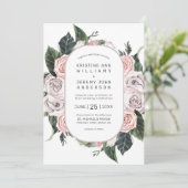 Invitation Elégant Mauve Rose Rose Aquarelle Mariage Floral (Debout devant)