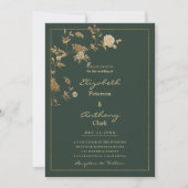Invitation Elégant mauve vert or fleuri luxe Mariage (Devant)